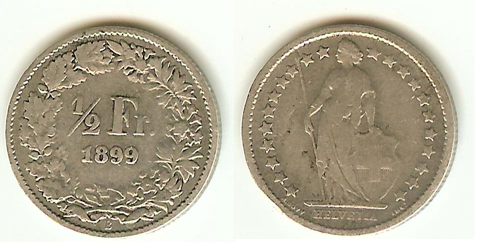Swiss Half Franc 1899 VF+